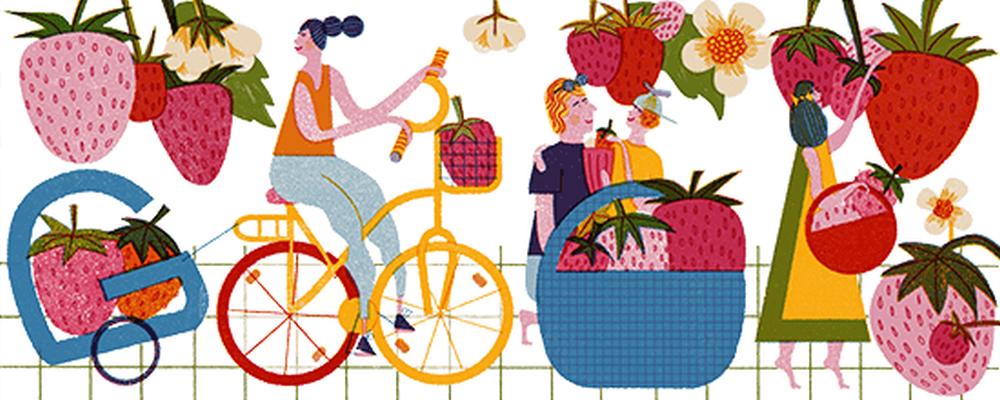 Google-Doodle Endlich Erdbeersaison