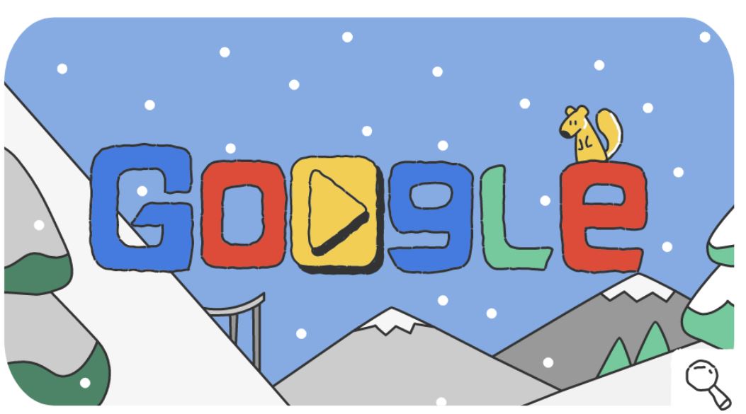 Google-Doodle Olympische Winterspiele 2018 Snow Games Tag 12 Doodle