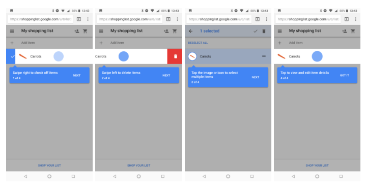 Google Shopping List Actions