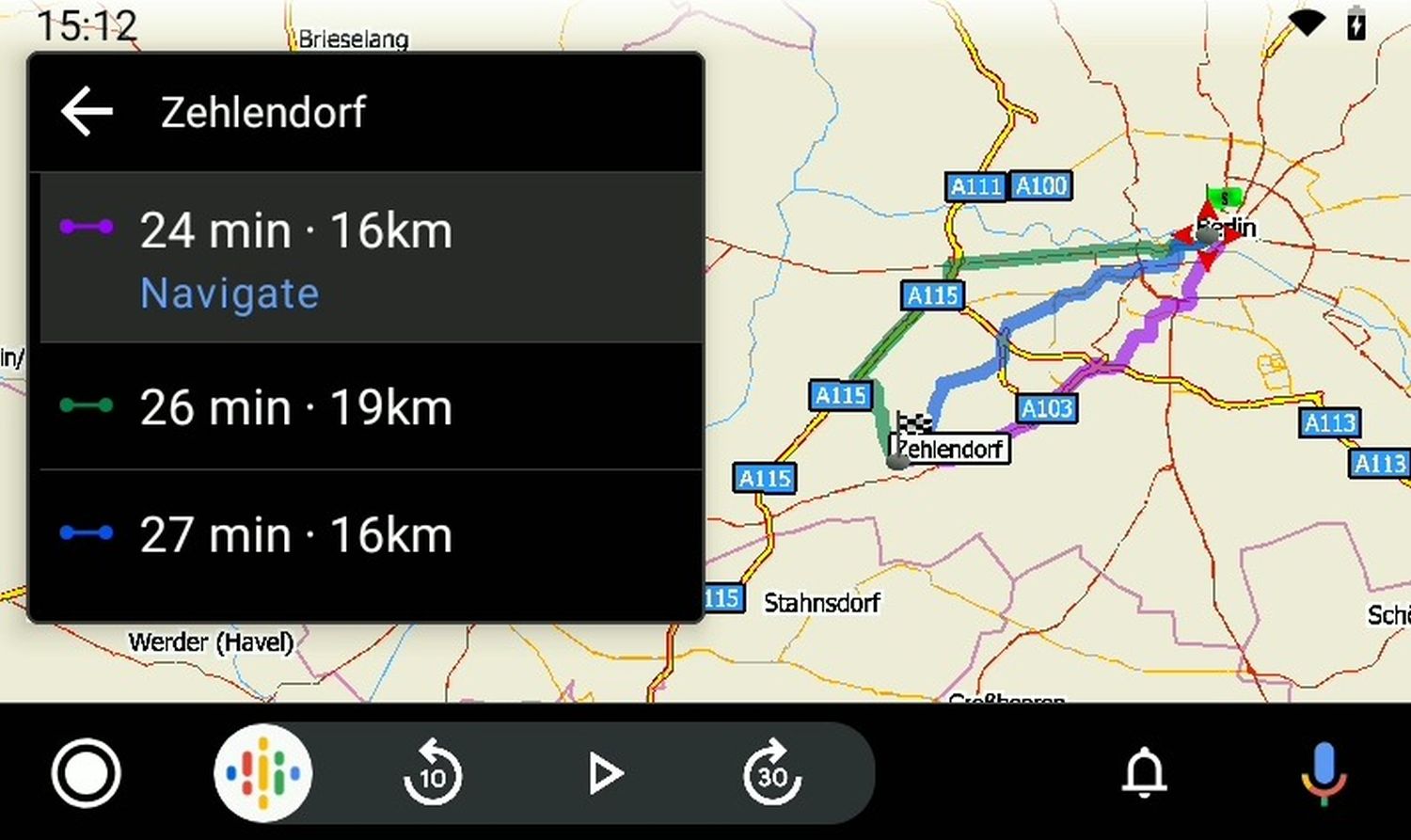 MapFactor Navigator 7 with Android Auto_alternative_routes