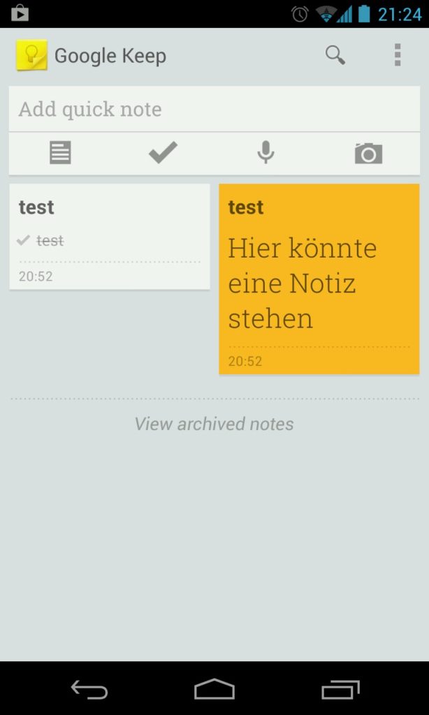 Google Keep auf Android