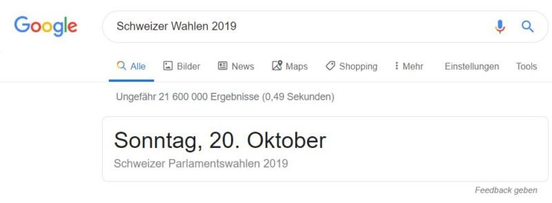Schweizer Wahlen 2019 Ein bekanntes GoogleDoodle zu den heutigen
