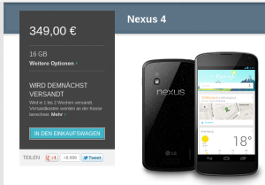 Nexus 4 wieder im Store