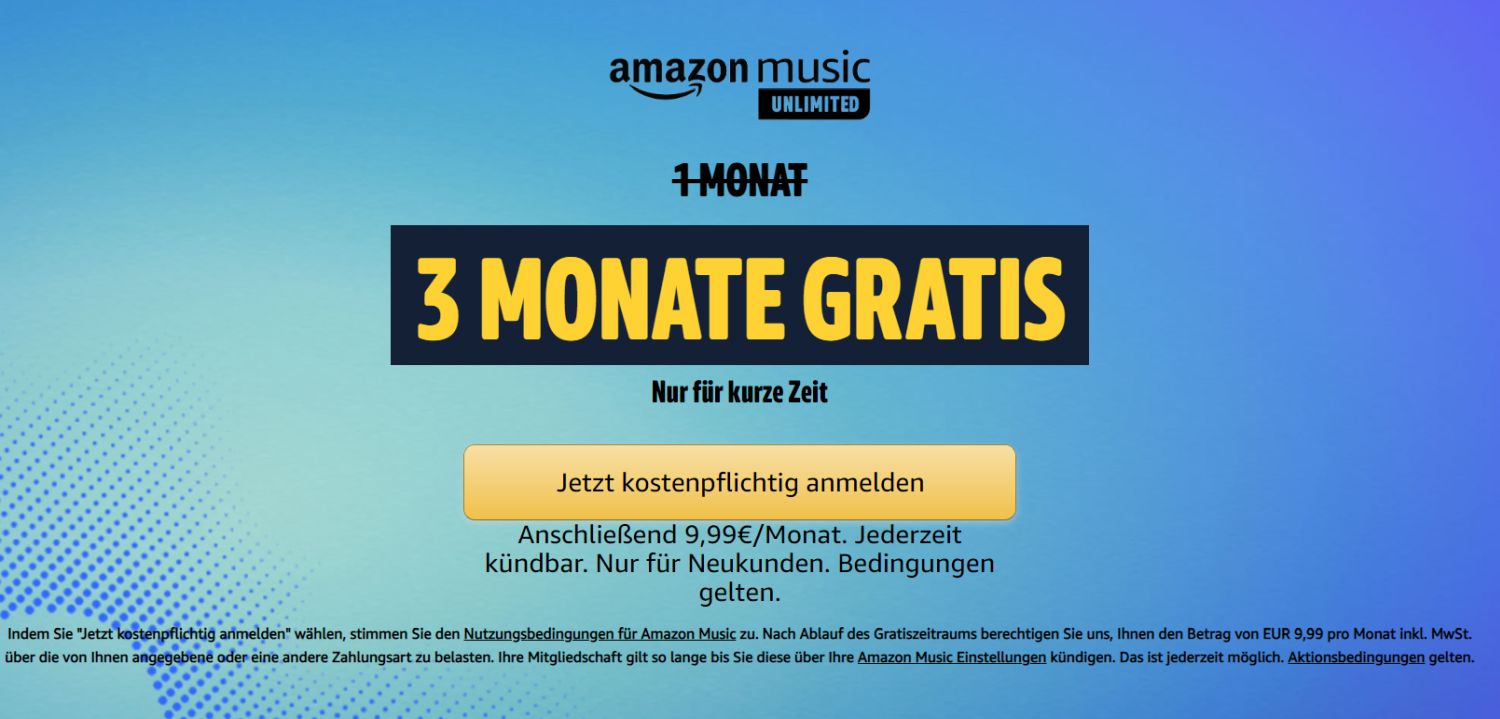 amazon music unlimited drei monate gratis