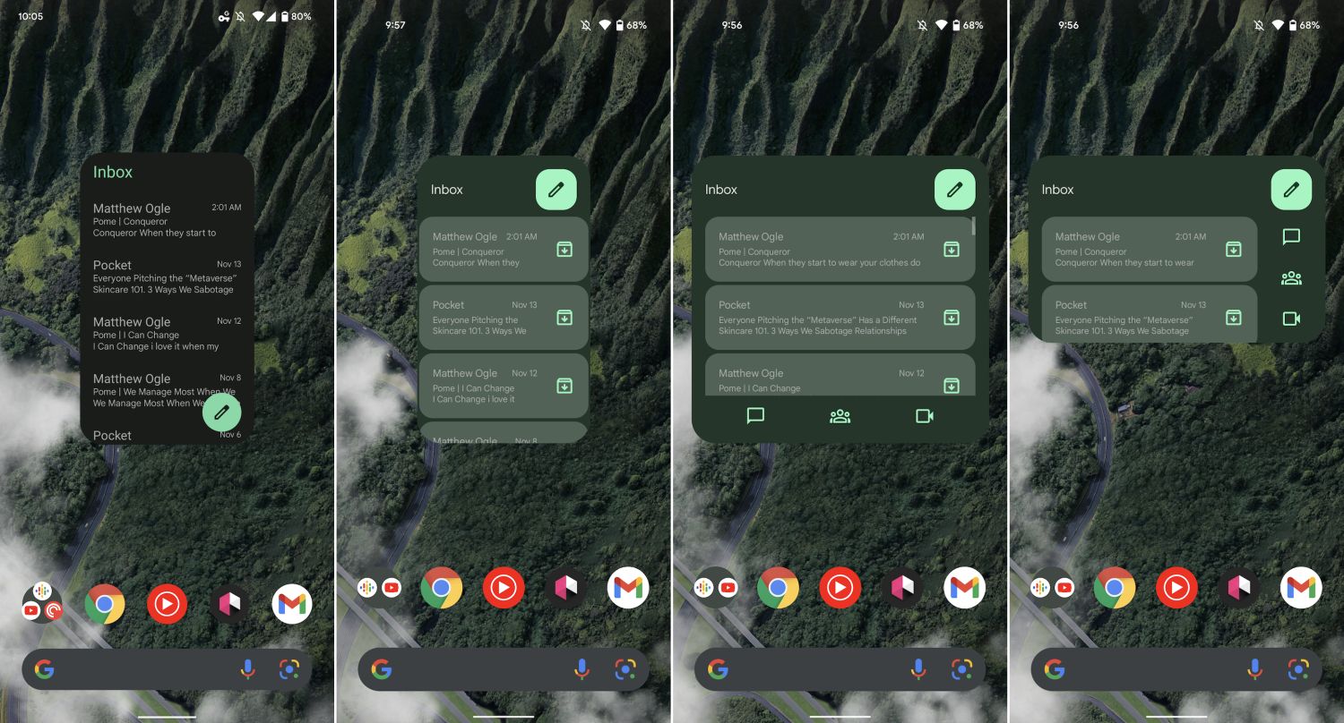 android 12 material you gmail widget mini-app