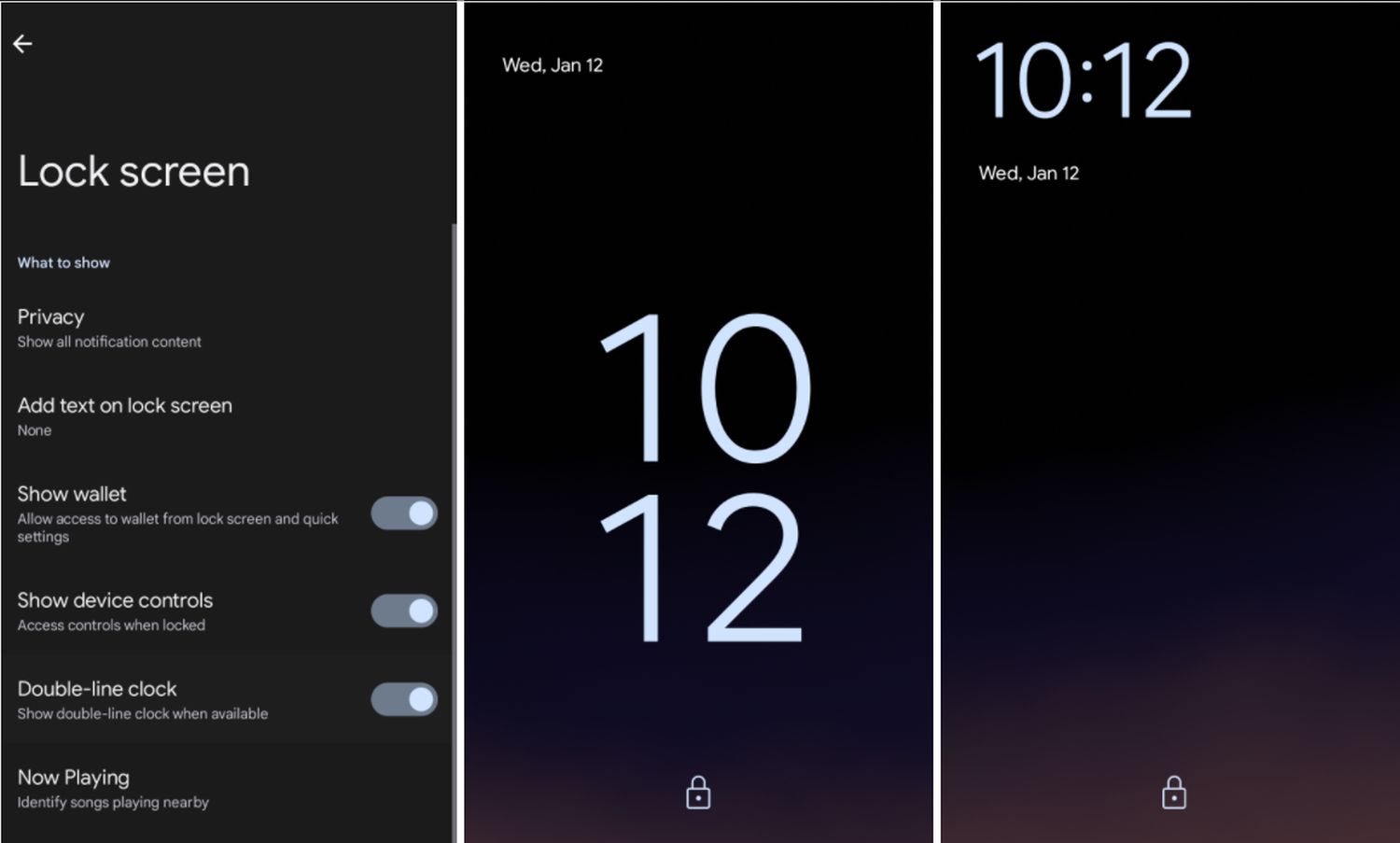 android 12l lockscreen clock
