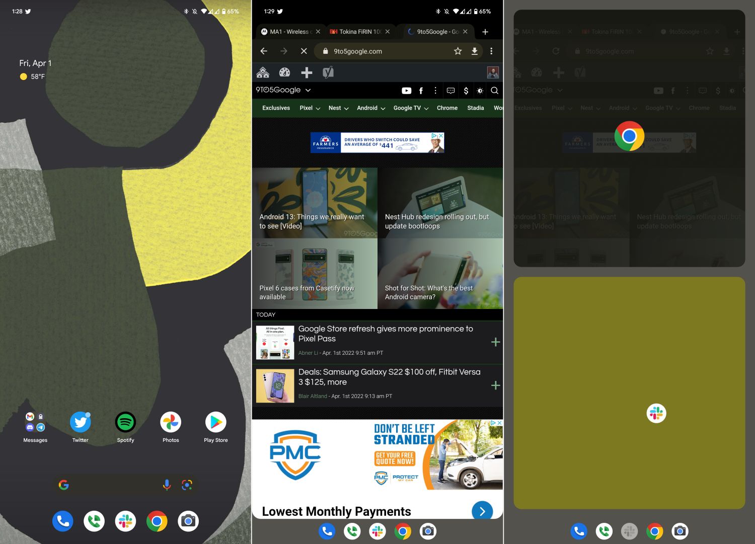 android 12l taskbar screenshots