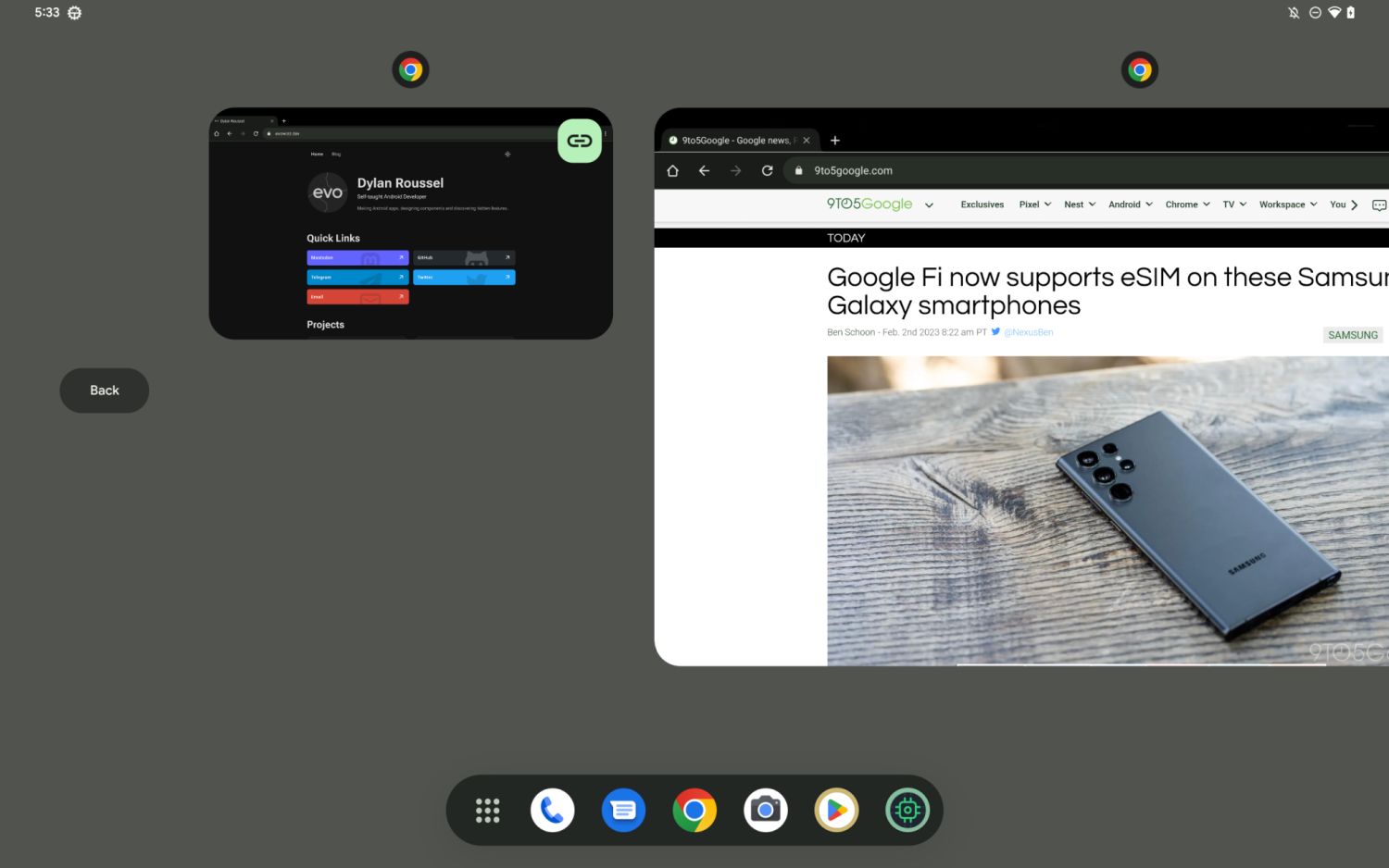 android 13 taskbar screenshot