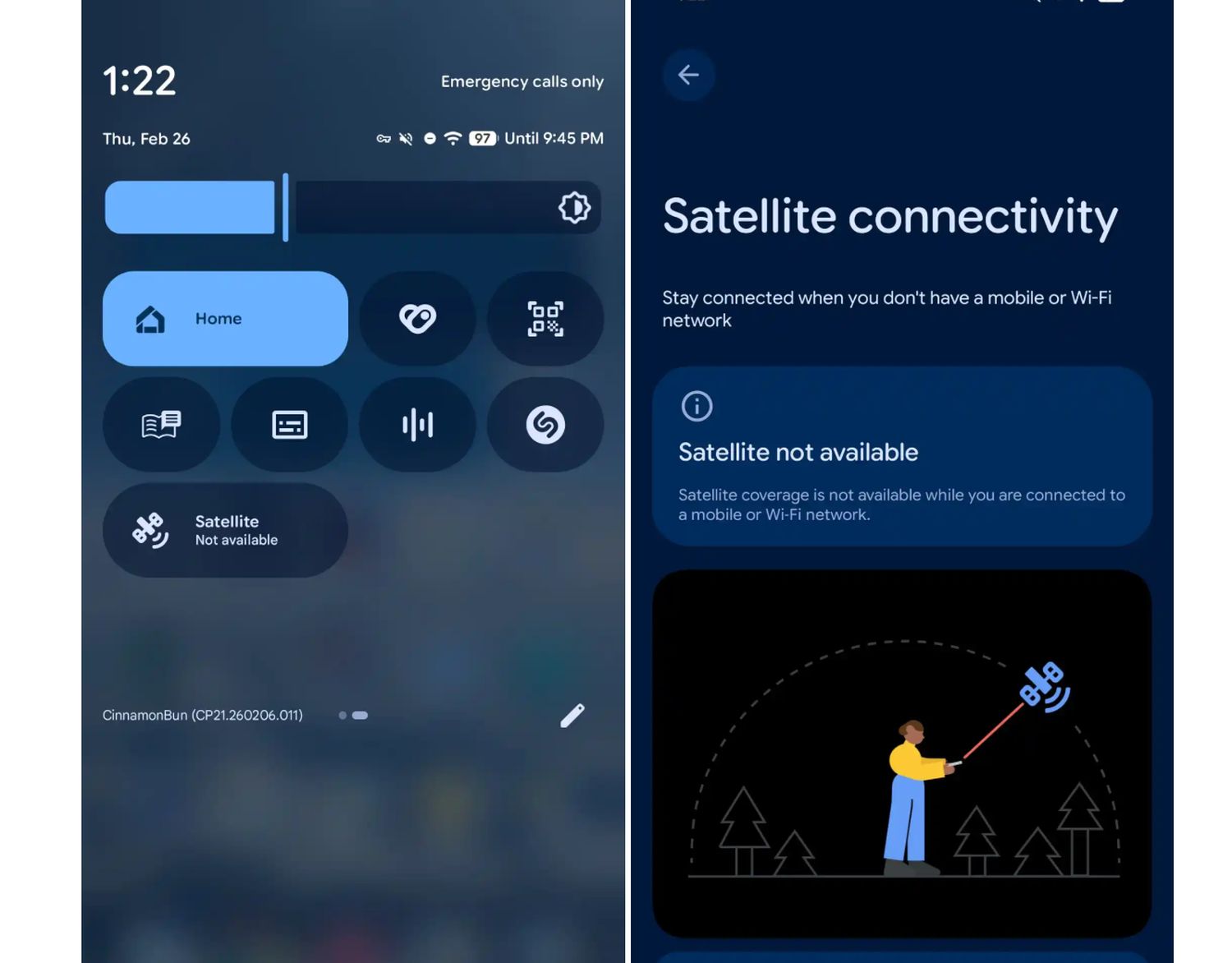 android 17 satellite quick settings