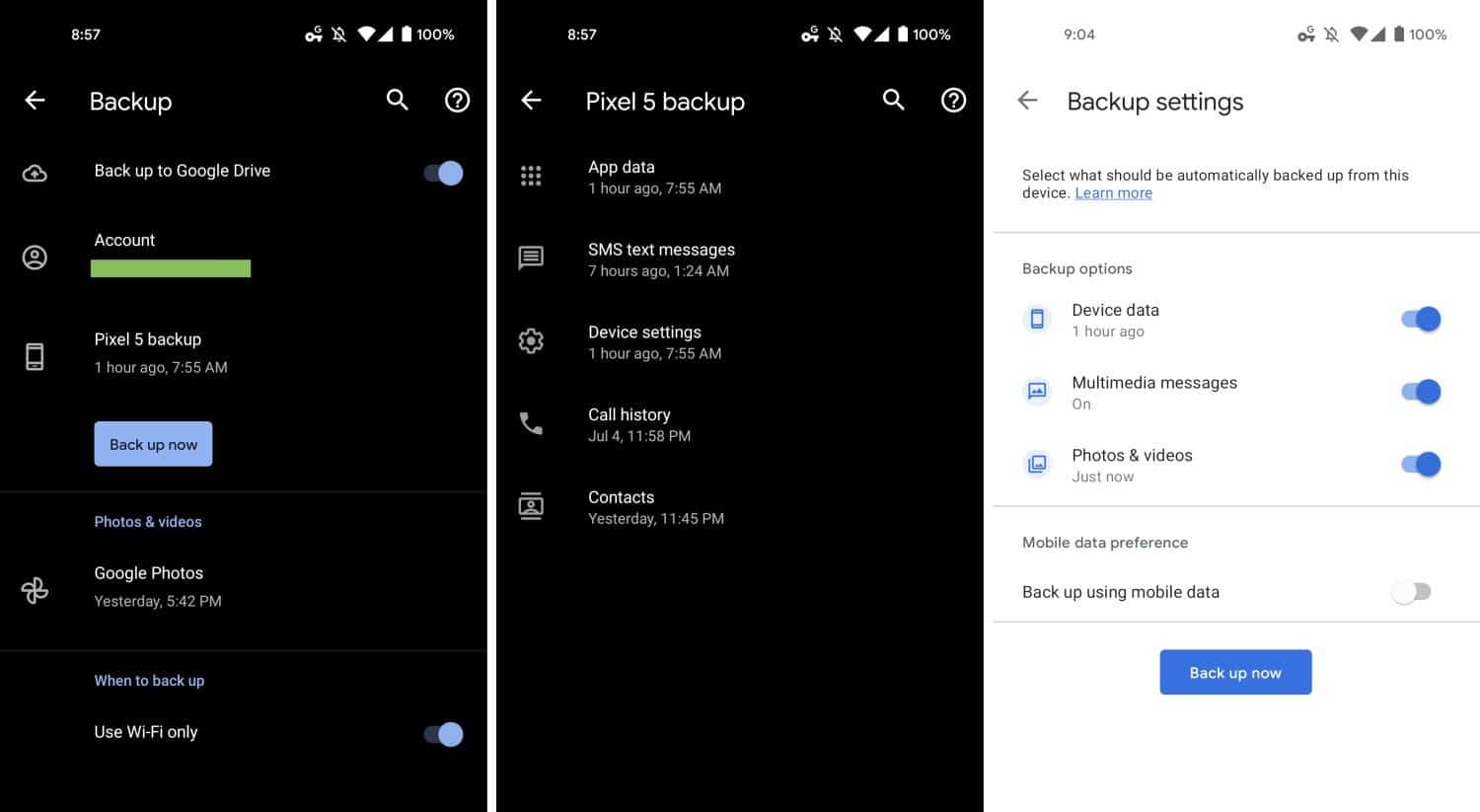 android backup by google one