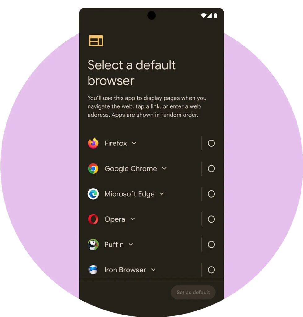Android Neue Browser und SuchmaschinenAuswahl für EUNutzer startet