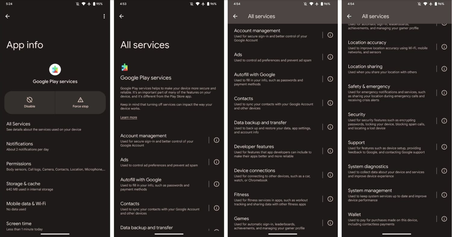 android google play services liste