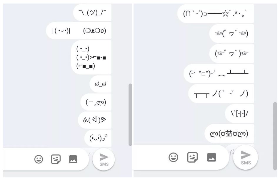 android messages kaomojis chat