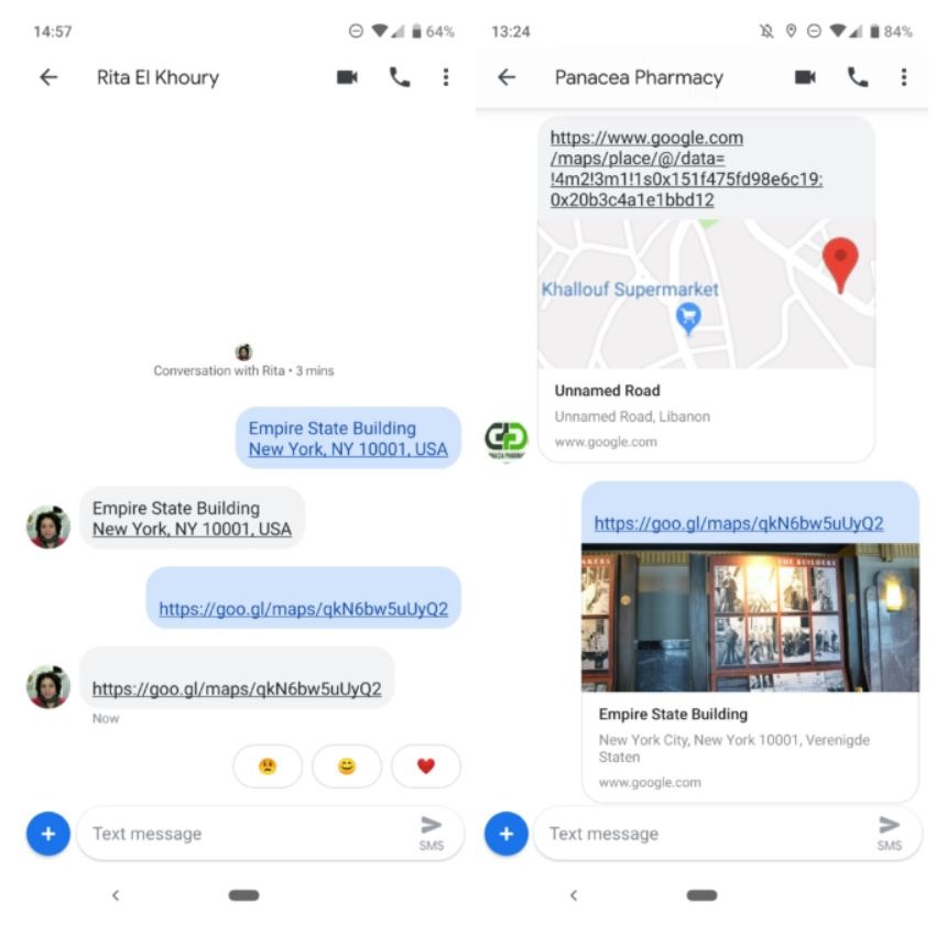android messages link preview