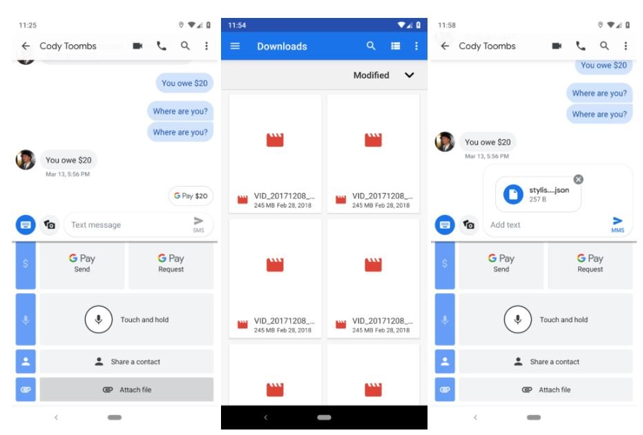 android messages send files