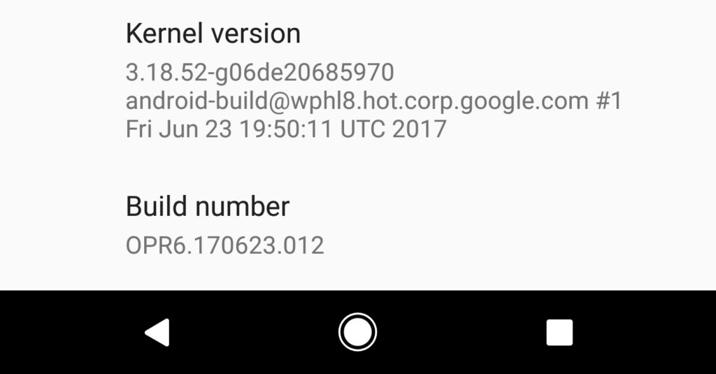 Android Oreo Build Number