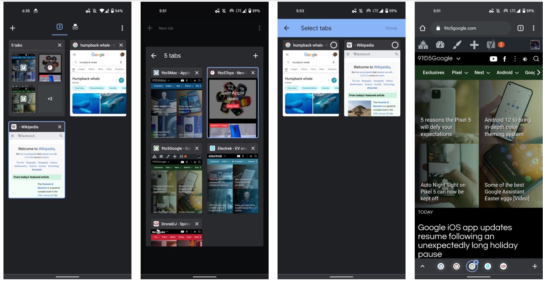chrome for android grid tabs