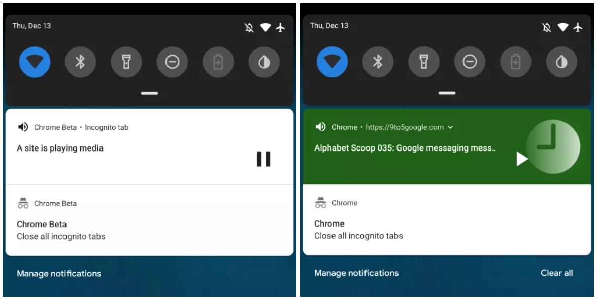 chrome for android music notifications