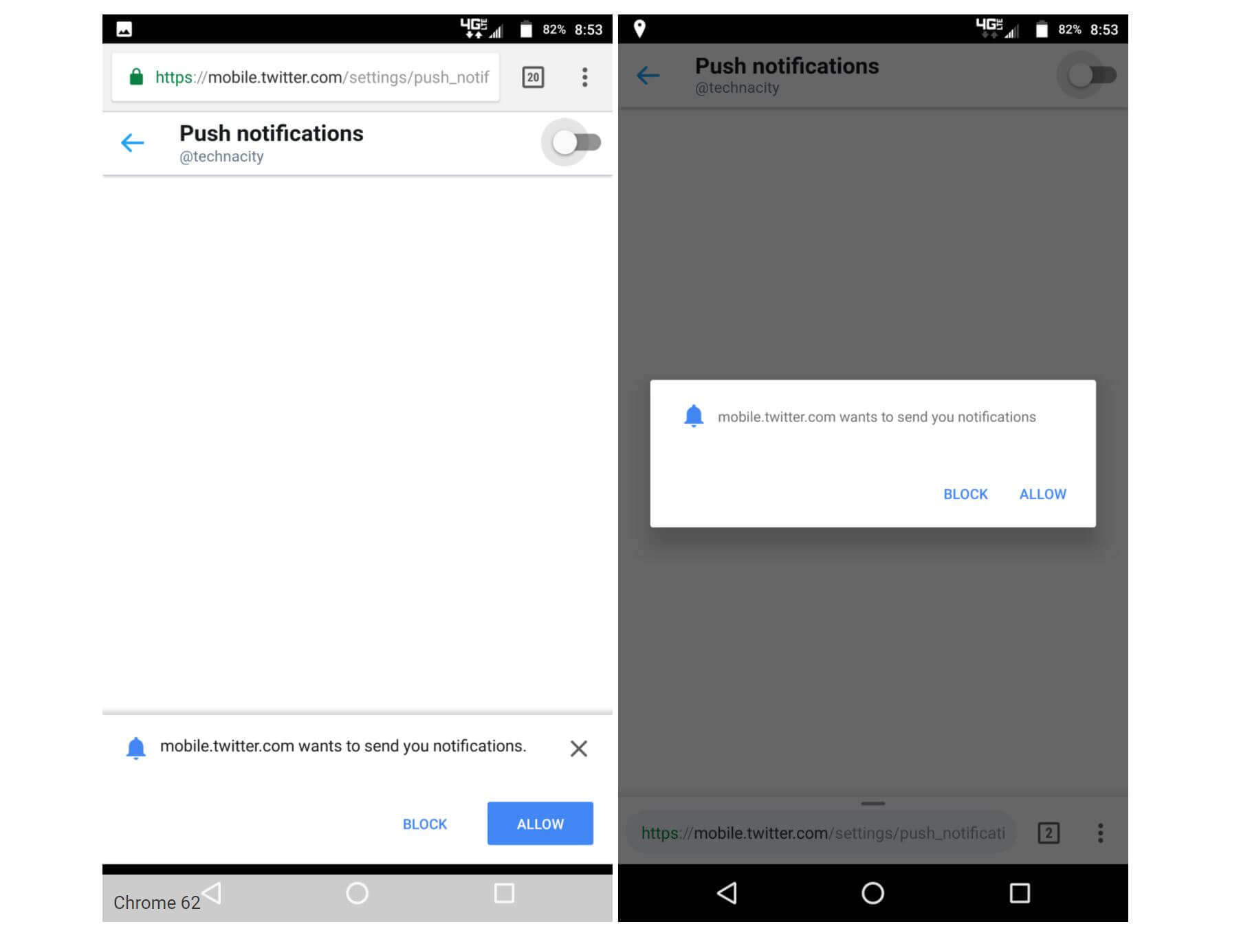 chrome for android permission