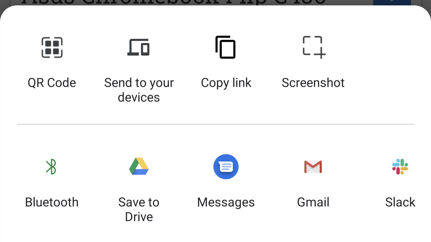 chrome for android share menu