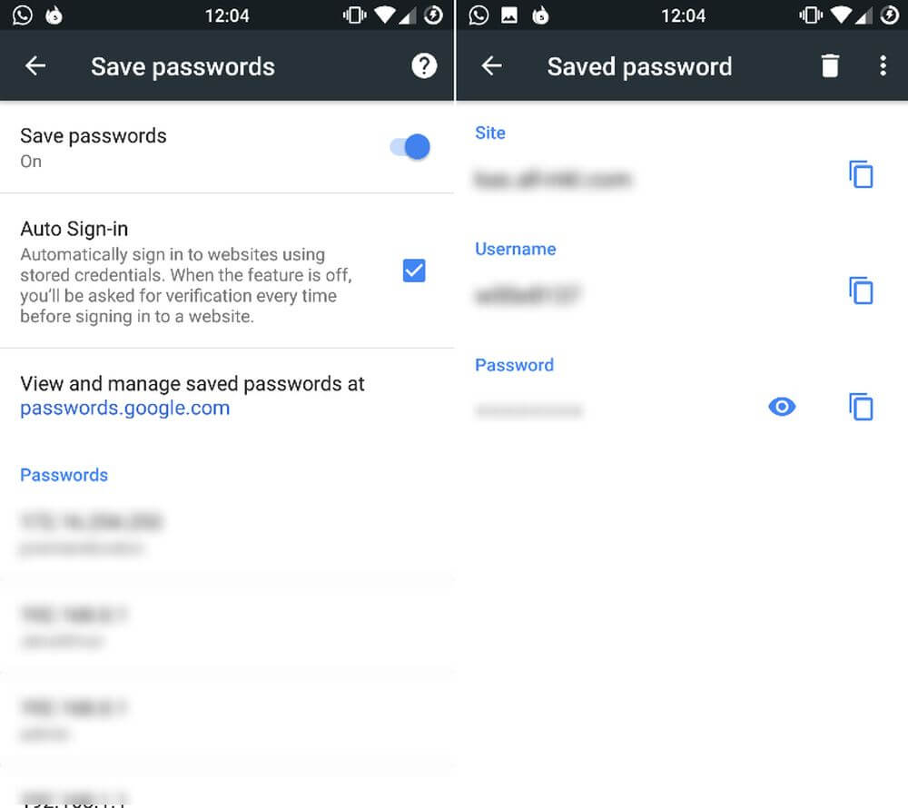 Android Chrome Passwörter Anzeigen
