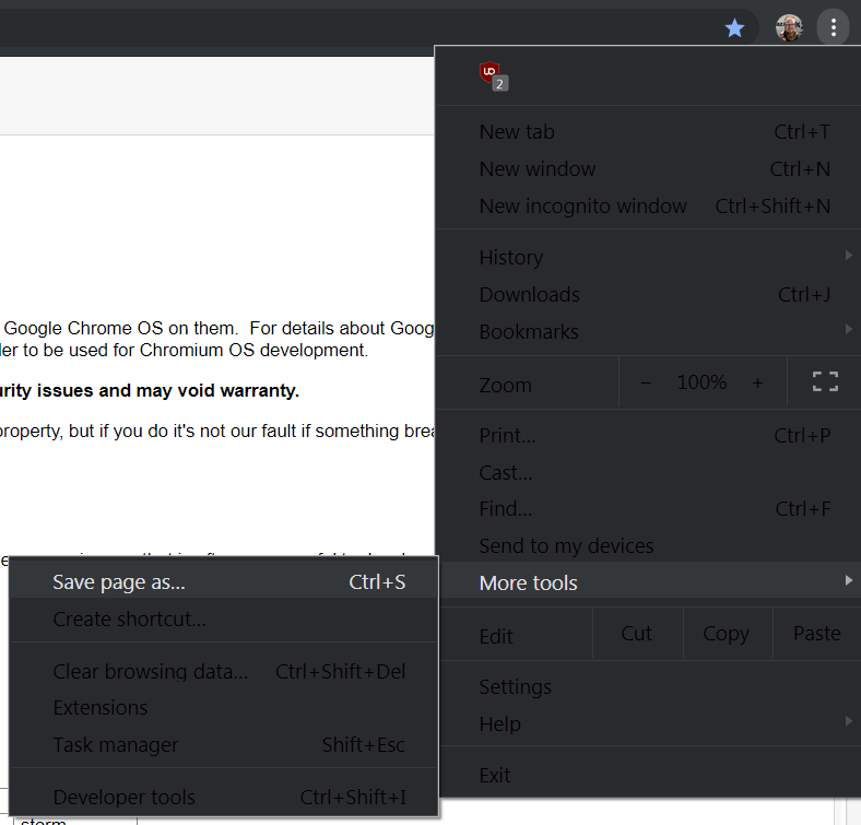 chrome windows dark mode menu