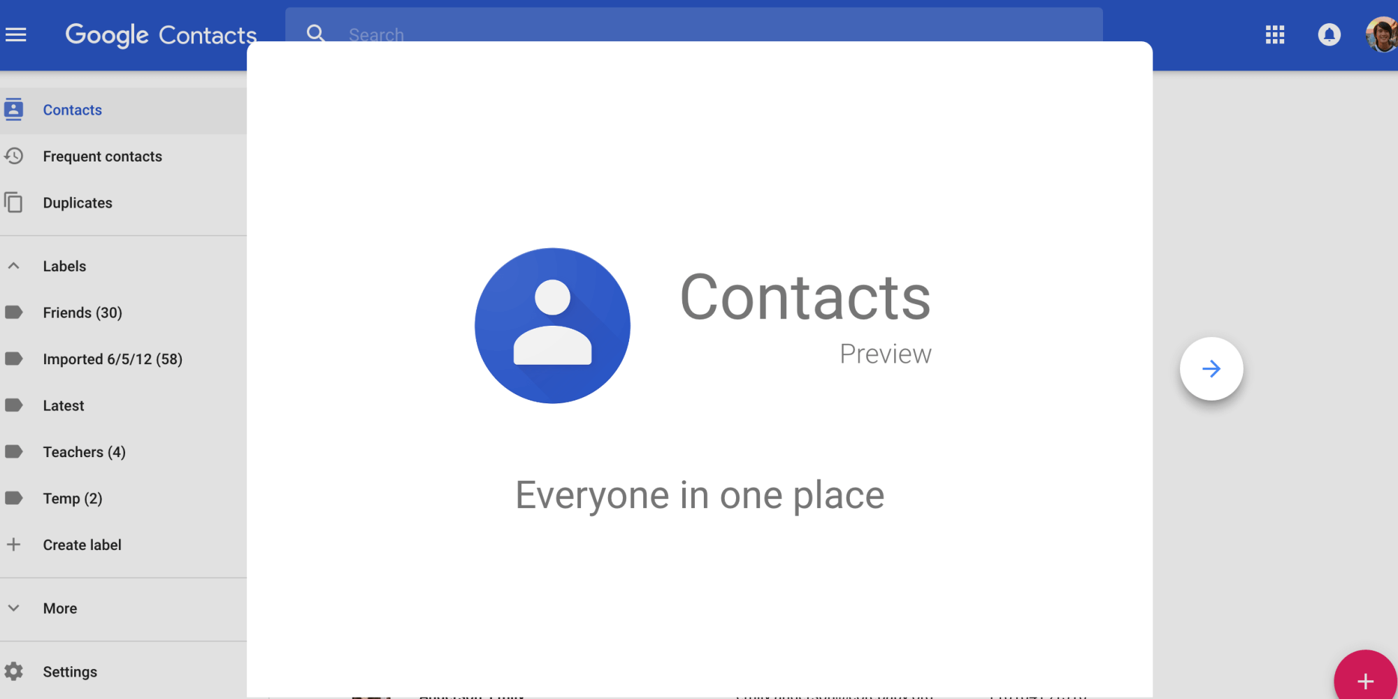 Contacts Preview