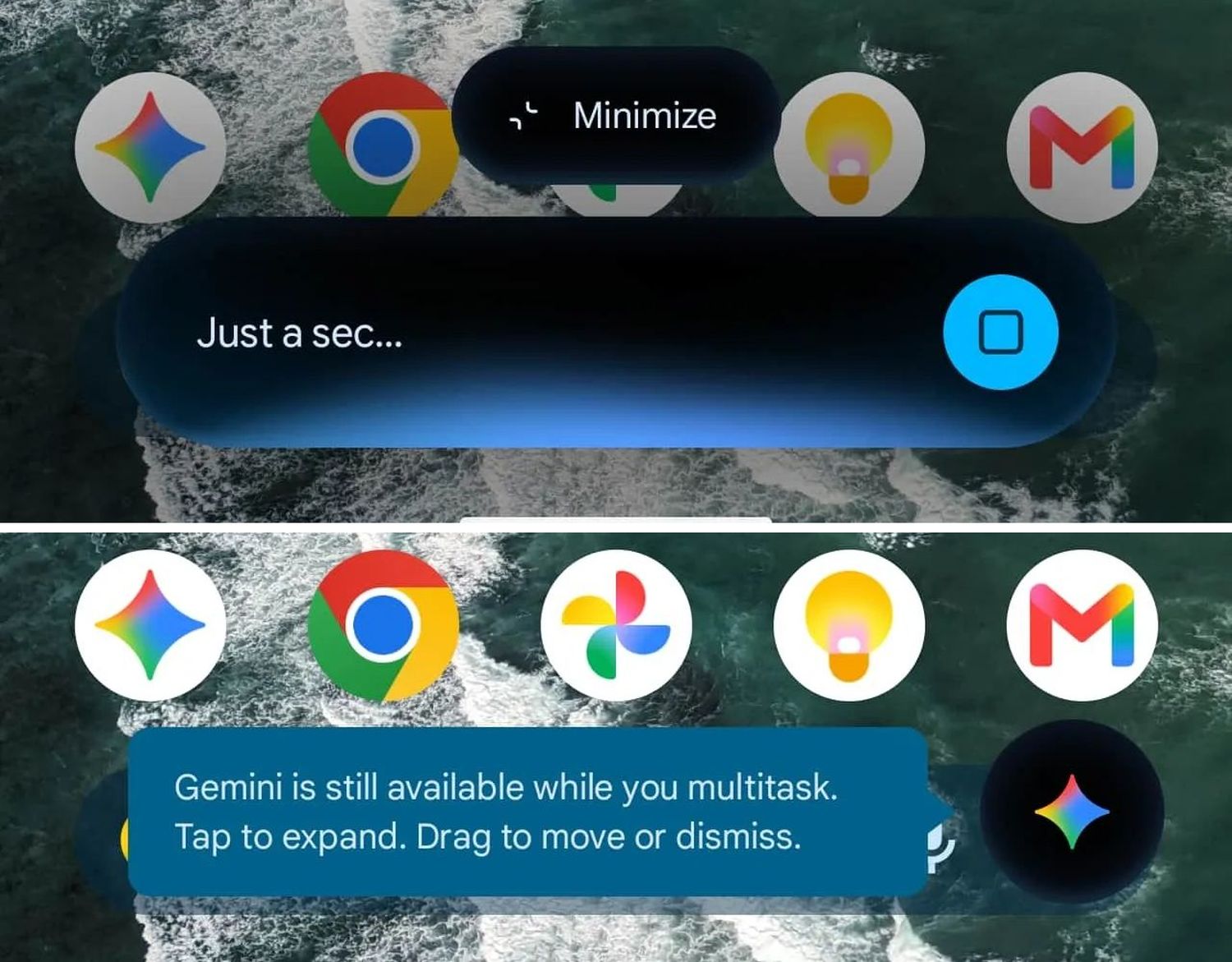 gemini overlay minimieren