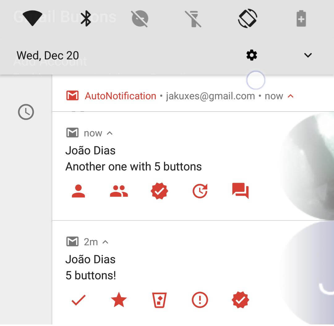 gmail android buttons