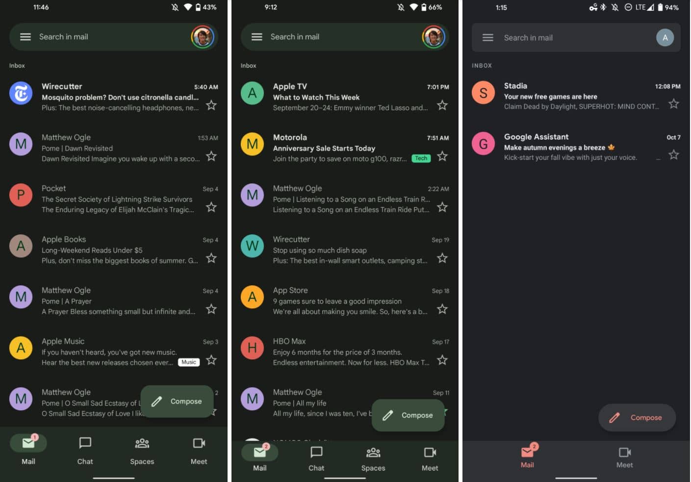 gmail material you neue navigationsleiste android 12