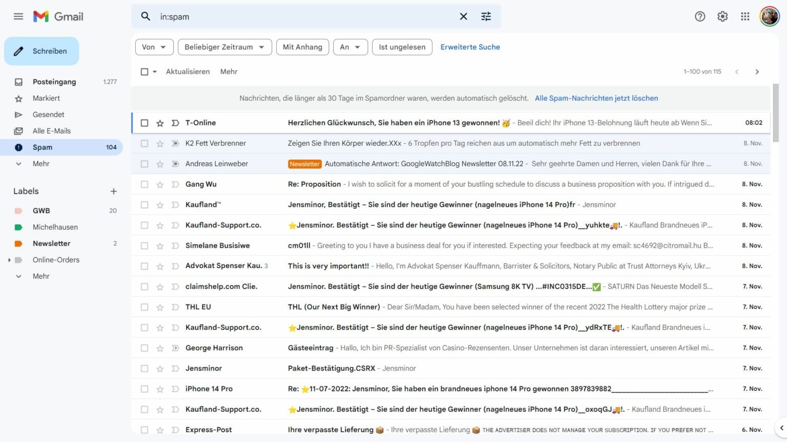 Das neue GMail So könnt ihr die MessengerSeitenleiste sehr einfach
