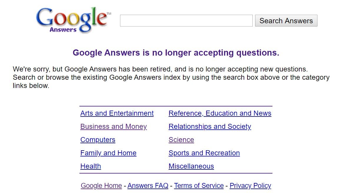 google answers page