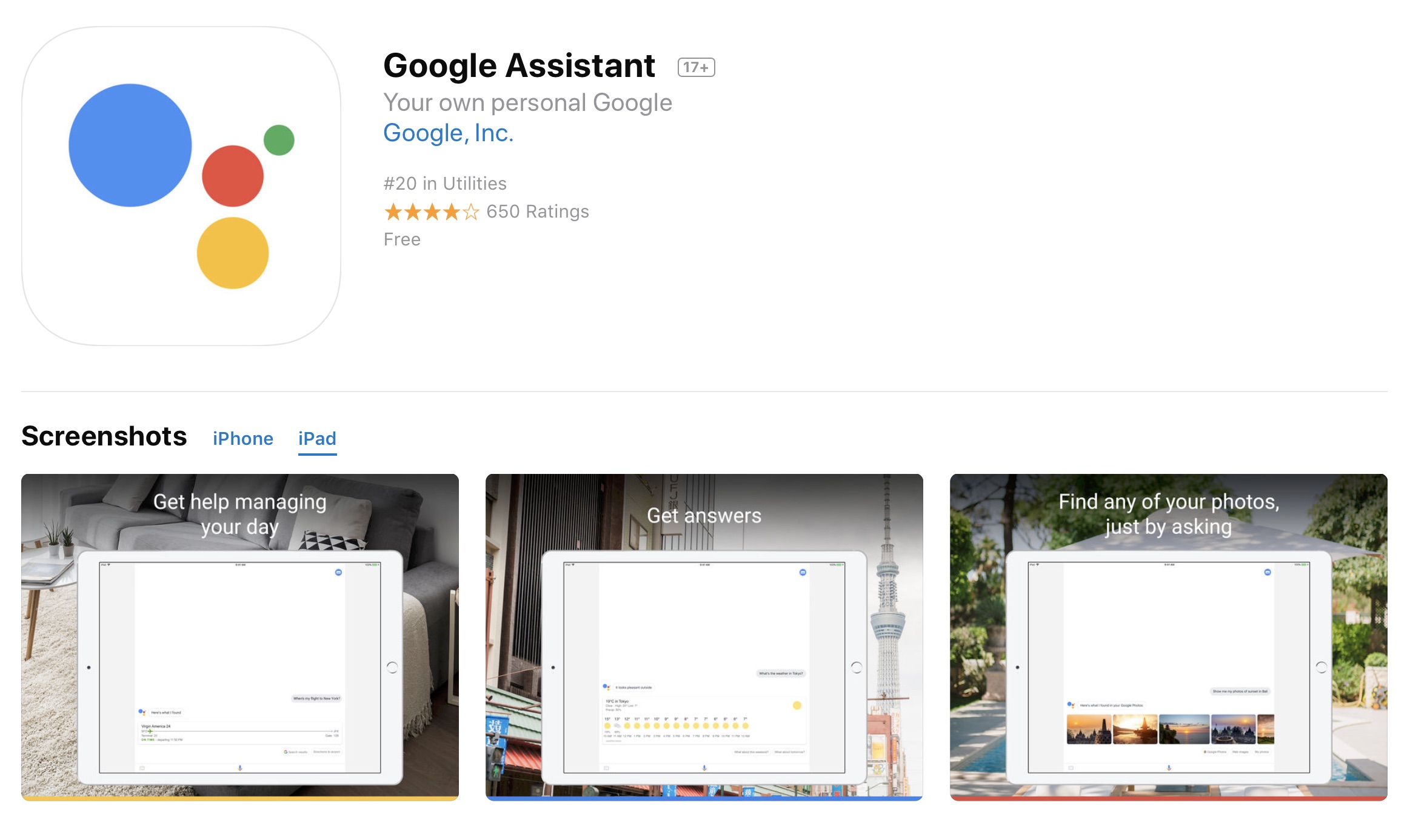 google assistant ios ipad