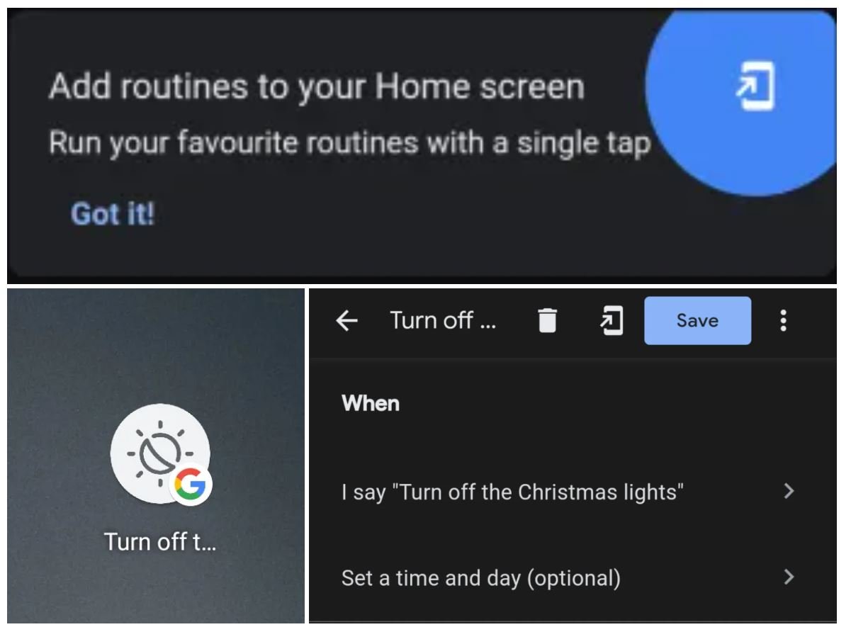 google assistant routinen homescreen
