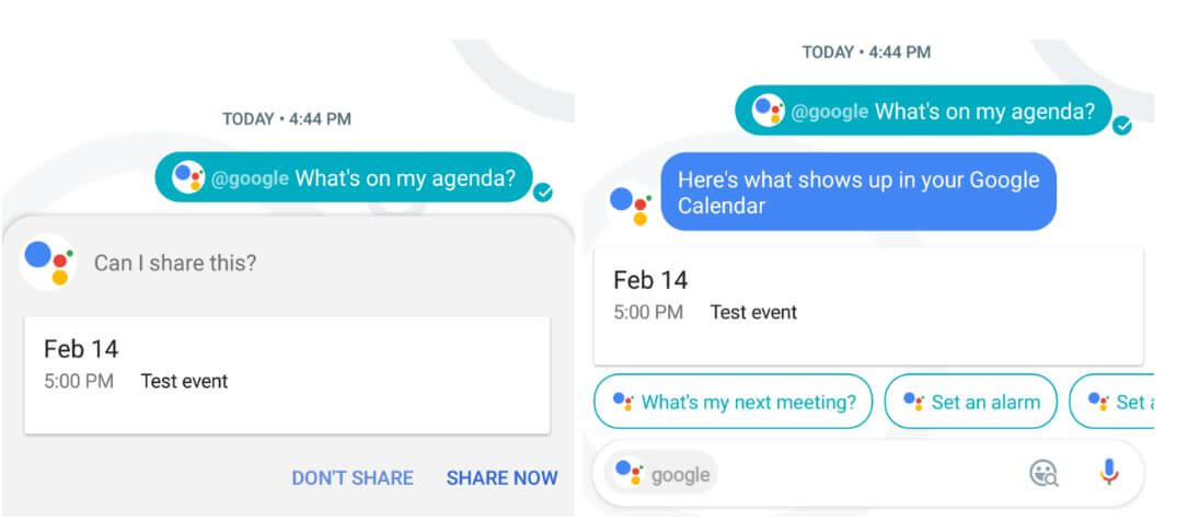 google assistant share