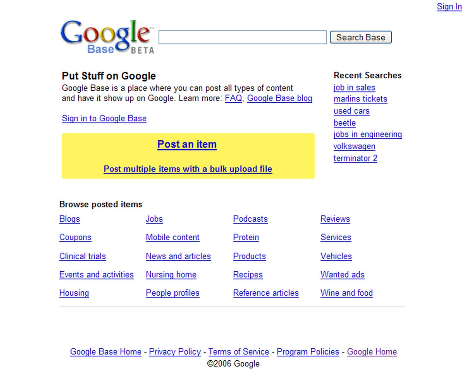 google base homepage