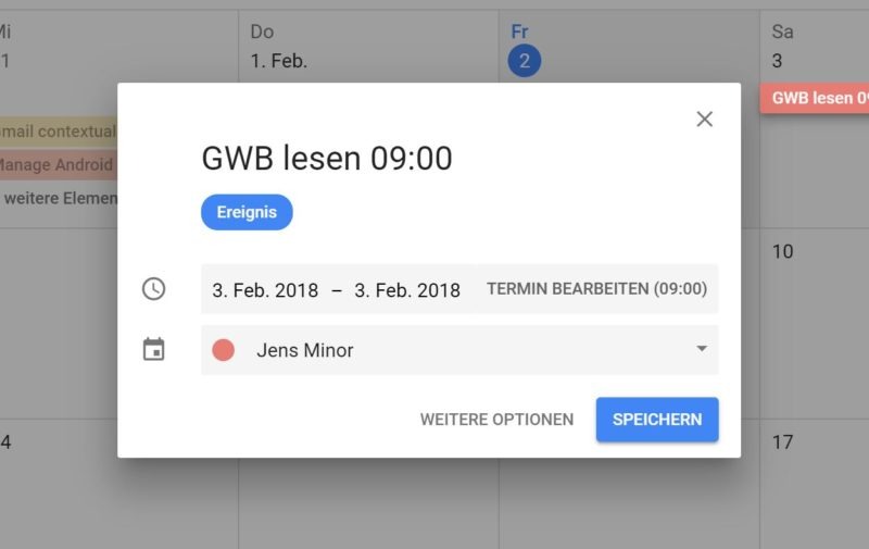 Smarte Funktion im Google Calendar Titel und Uhrzeit lassen sich jetzt