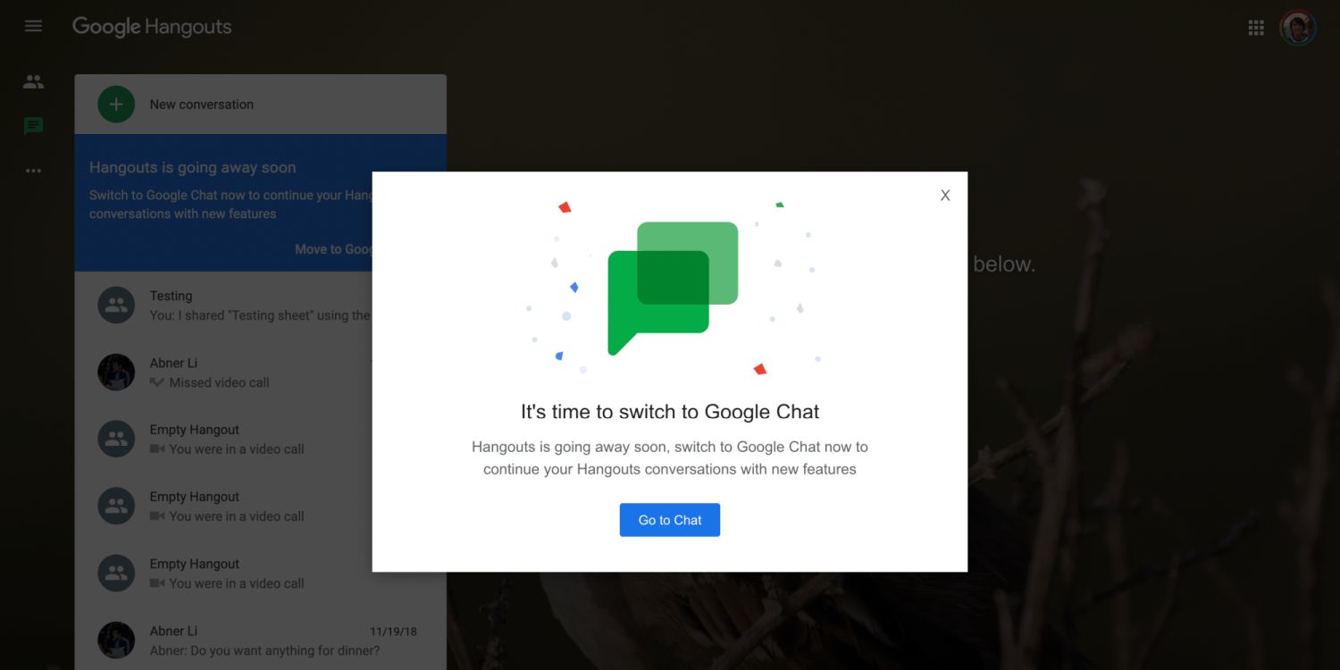 google chat switch to chat