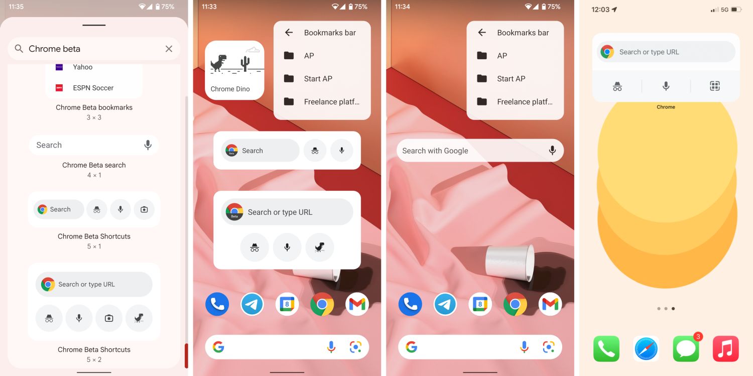 google chrome 95 android 12 material you widgets