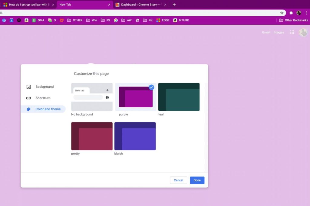 google chrome colors