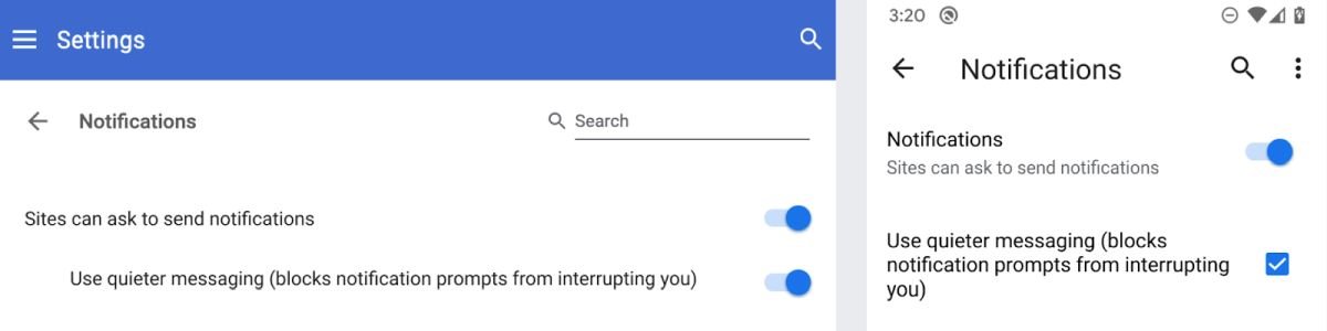google chrome notification settings