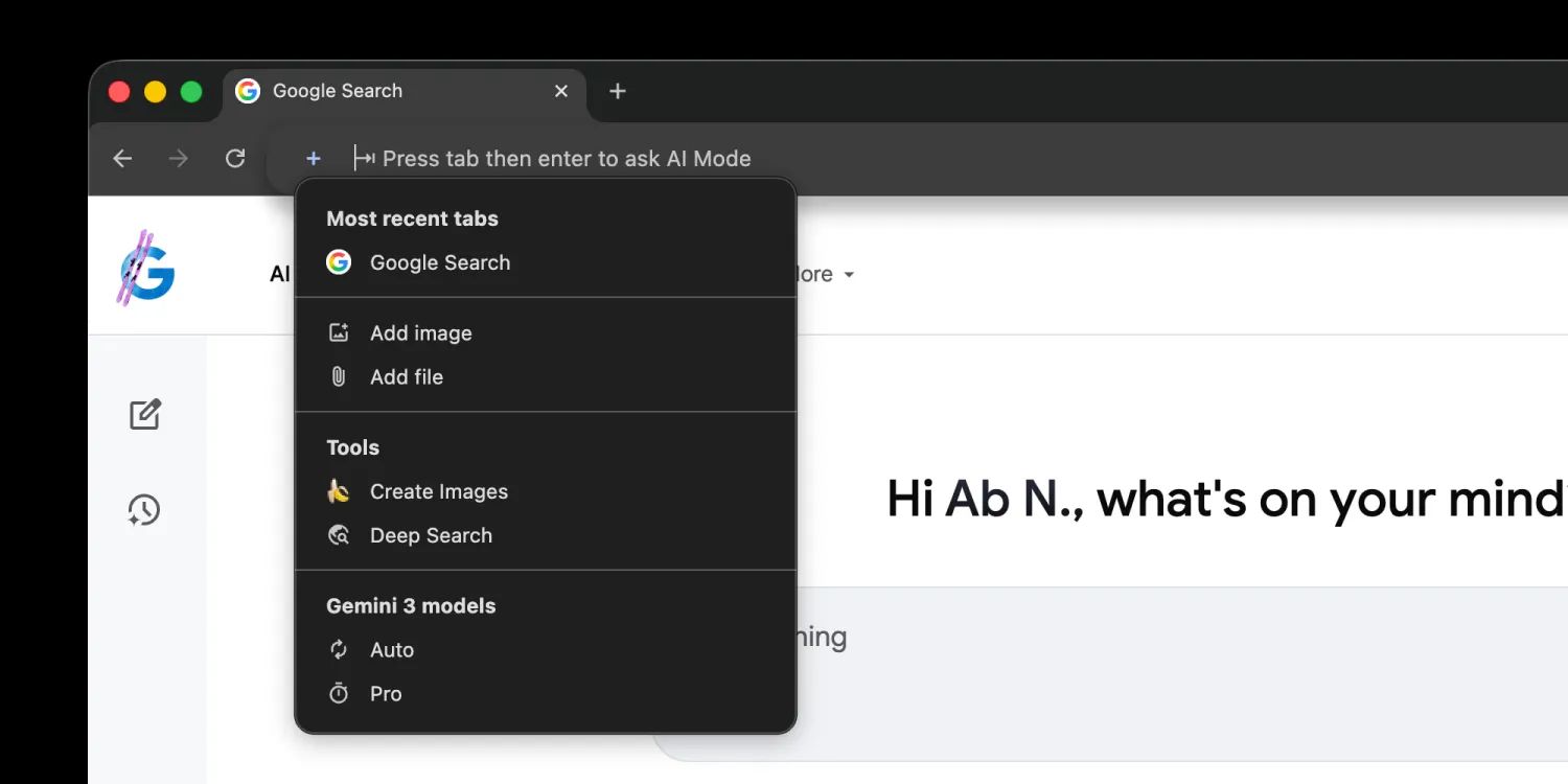 google chrome omnibar adressleiste gemini prompt