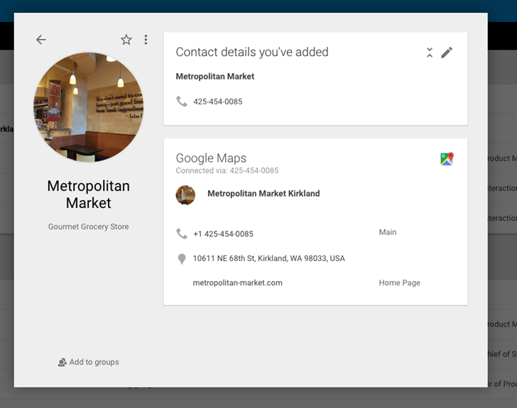 google contacts auto information