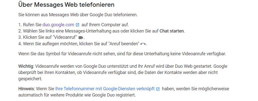 google duo messages web support