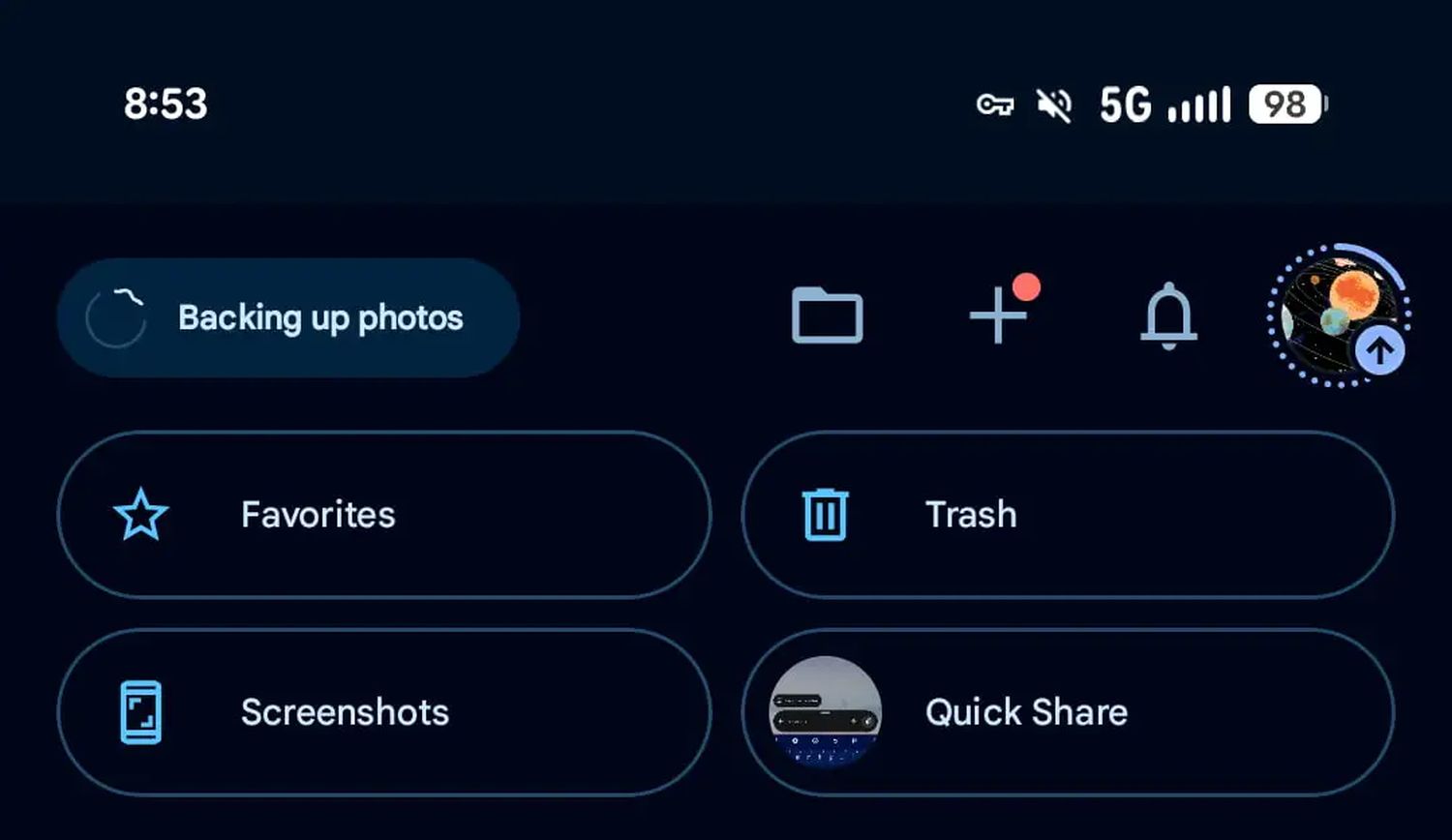 google fotos lokale dateien galerie button
