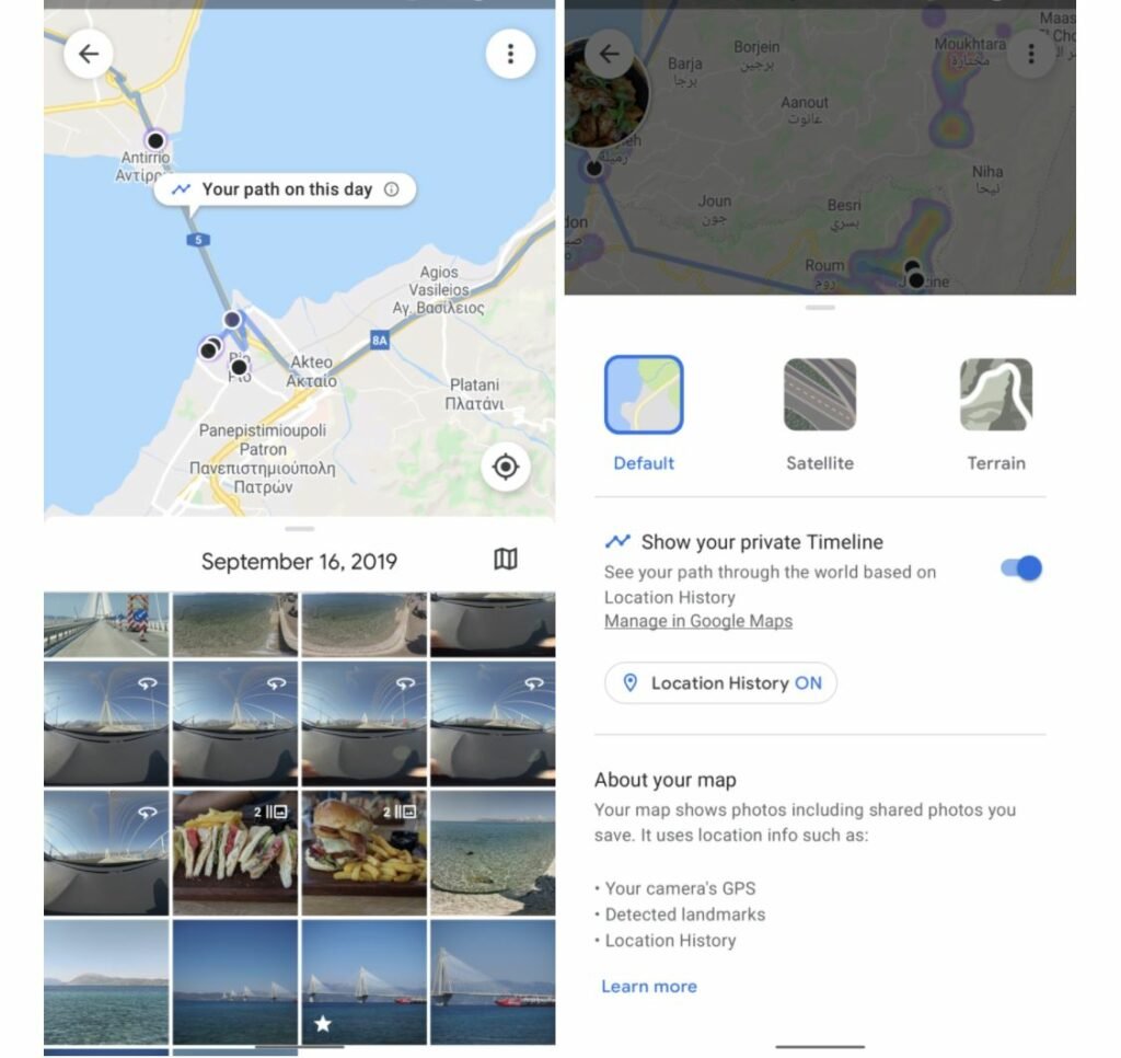 Google Fotos Bilder auf der Karte zeigen; Google Maps Standortverlauf