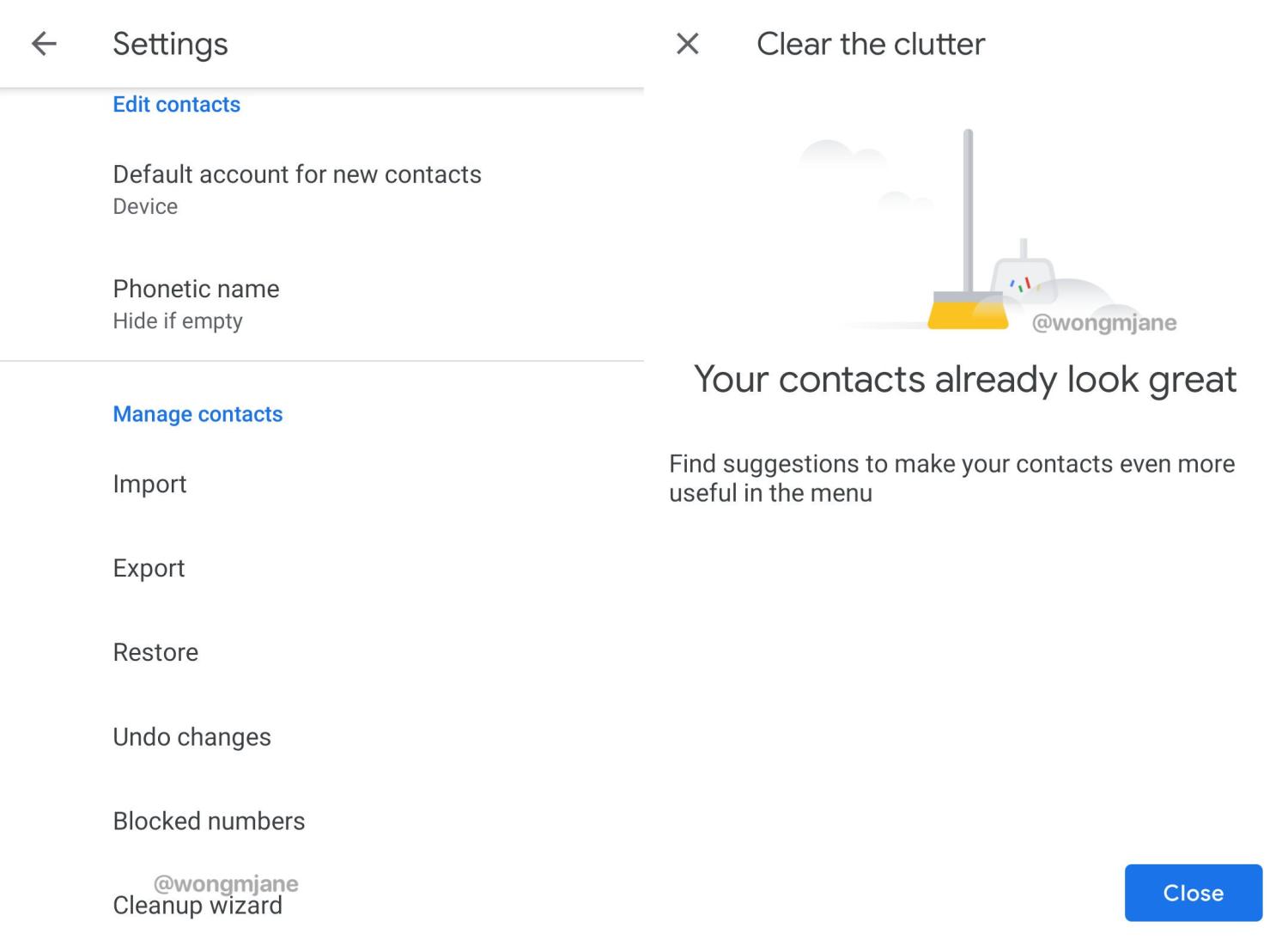 google kontakte cleanup assistant