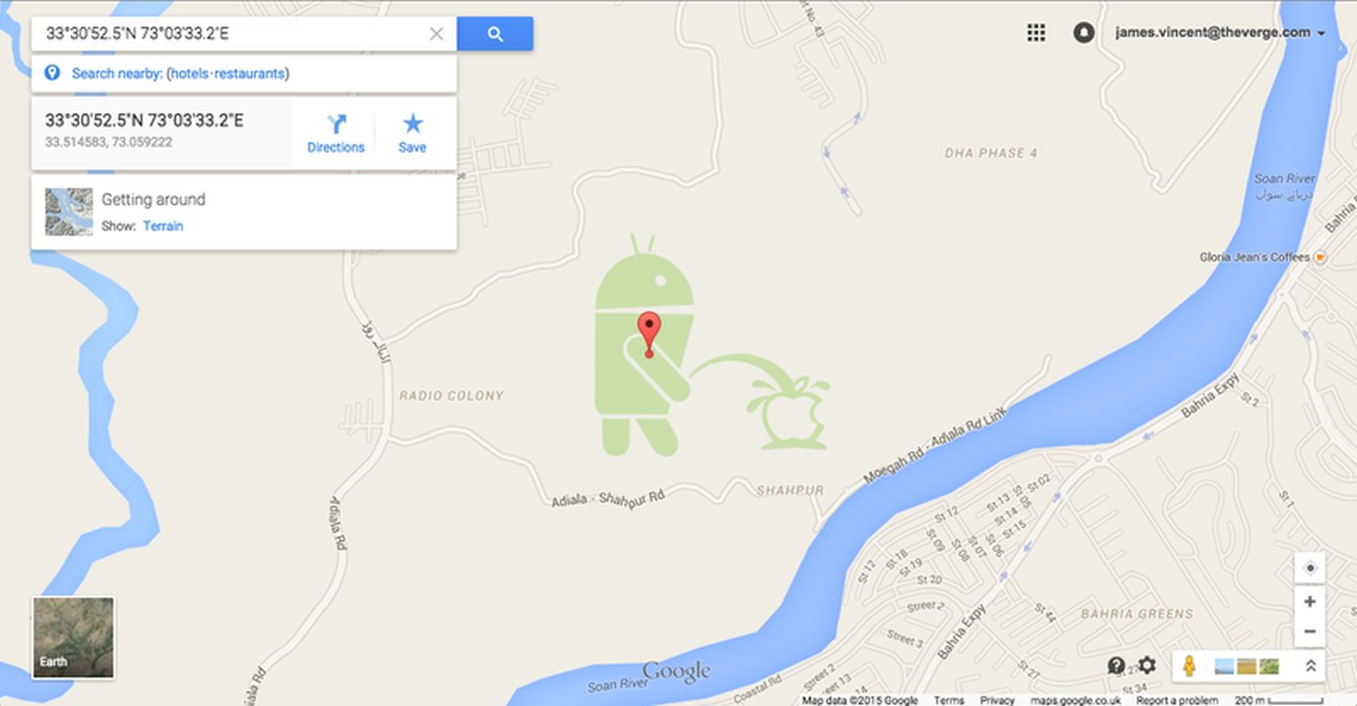google maps android apple pee