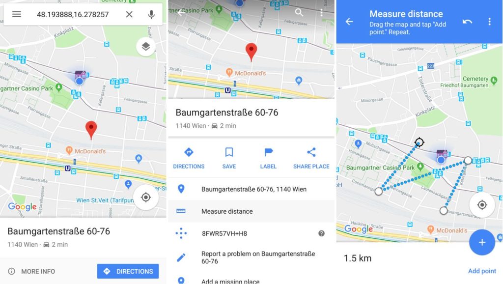 google maps entfernungen messen android