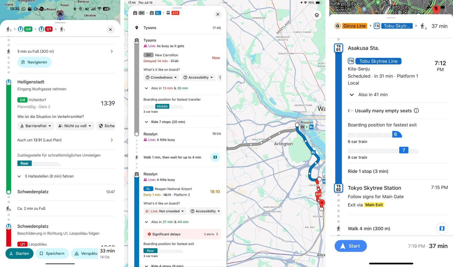 google maps navigation oepnv umstieg